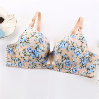 Soutien-gorge floral brodé dos nu à coupe mi-coupe et décolleté plongeant pour femme, lingerie sexy à séchage rapide, vente en gros