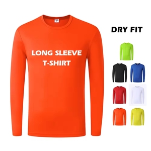 เสื้อยืดแขนยาวผ้าโพลีเอสเตอร์แบบแห้งพอดีตัวเสื้อยืดคอลูกเรือพิมพ์ลายปักเปล่าโลโก้ตามสั่ง - Product Image 2