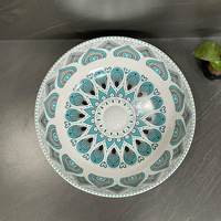 Kidoir maroc rond trempé comptoir peint à la main vasque en céramique salle de bain évier main Art Design lavabo avec prix bon marché