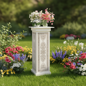 Soporte para plantas de madera de pino macizo blanco con incrustaciones decorativas para macetas, uso doméstico, estilo clásico - Product Image 2