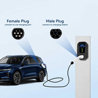 Câble de chargeur EV triphasé 22 kW T2 T2 32A IEC 62196 Mode 3 pour voiture électrique, 5 mètres, pour borne de recharge publique