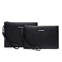 Tas tangan pria tekstur kulit kulit lembut, tas tangan pria bisnis kualitas tinggi, dompet tas genggam pria ukuran berbeda