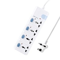 2-Meter-Kabel mit Unabhängigem Schalter, 10A Verlängerungssteckdosenleiste Universelle Steckdose Geeignet für Heim- und Büro-Stromanschlüsse