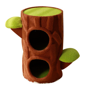 Árbol para Gatos con Dos Agujeros para Gatos y Humanos, Cama Cálida y Acogedora para Mascotas, Diseño de Toca Privada, Material MDF de Color Sólido - Product Image 5