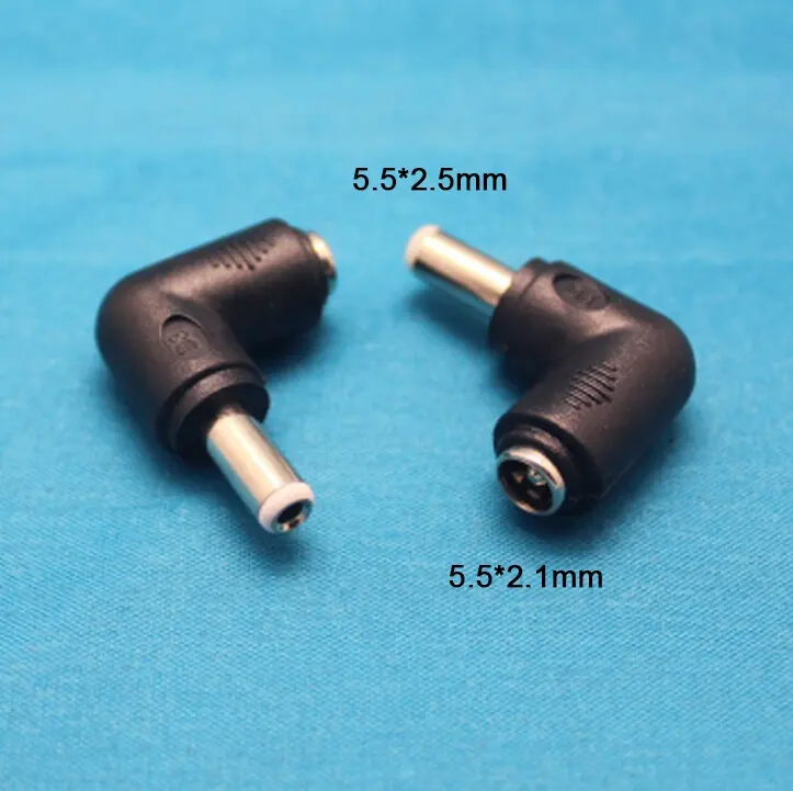 New Copper 90 degree right angle DC Power 5.5mmx2.1mm Female To 5.5mmx2.5mm Male Adapter