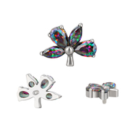 Anting modis Labret Titanium CZ bunga internal berulir atas Helix cincin telinga cincin hidung perhiasan tindik grosir