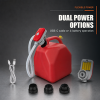 Pompe de transfert de carburant portable à double alimentation en plastique avec câble USB-C, compartiment 4 batteries, 3 adaptateurs et capteur d'arrêt automatique