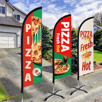 Bannière de plage en polyester de style professionnel, impression numérique, uniquement le mât, publicité extérieure personnalisée, décoration, drapeau de promotion de pizza
