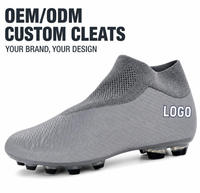 Chaussures de football grises en tricot, crampons de football à enfiler, semelle extérieure en TPU, semelle intermédiaire en EVA, légères, respirantes, antidérapantes, résistantes à l'usure, personnalisables