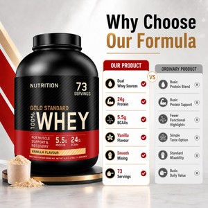 OEM Whey Protein 5lb <span class=keywords><strong>Vainilla</strong></span> 24g Proteína BCAA Recuperación Muscular Nutrición Deportiva 73 Porciones - Product Image 4