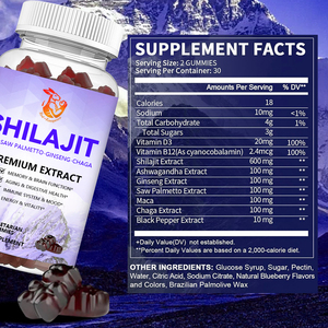 Gomitas de Shilajit al por Mayor de Fábrica, Gomitas Dietéticas Herbales Naturales con Extracto de Ginseng y Extracto de Saw Palmetto para el Bienestar General - Product Image 2