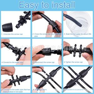 Connecteur de tuyau d'irrigation goutte à goutte, raccord en T droit, coude noir en PP, joint de tuyau d'eau pour système d'arrosage automatique de jardin - Product Image 2