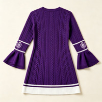 Robe pull en tricot jacquard torsadé pour femme, manches évasées, grande taille, style sororité, vente en gros