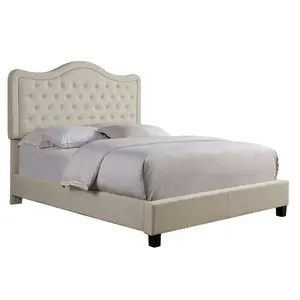 Мебель для спальни из льняной ткани, Королевский размер, современный дизайн, стеганое изголовье, бежевое, Индивидуальный размер и цветная рама для кровати
