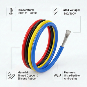 Fil en caoutchouc silicone résistant à la chaleur 16 18 20 AWG, câble de connexion haute température pour batterie de véhicule électrique, <span class=keywords><strong>four</strong></span> et appareils électroménagers - Product Image 2