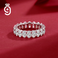Bague Éternité Complète en Argent S925 Radiant avec Moissanite Taille Ovale et Certificat GRA – Idéale pour Anniversaire ou Fiançailles