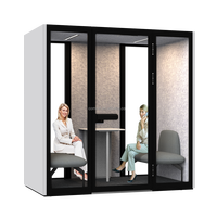 Cabine Acoustique Moderne Insonorisée pour Petites Salles de Réunion, 4 Places, Sans Distraction, Modulaire, Écologique, pour Salon ou Entrepôt