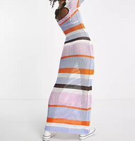 Robe d'été en crochet pour femme de créateur Robes maxi creuses multicolores pour femmes