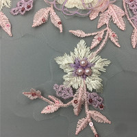 Appliques brodées en dentelle à paillettes florales 3D sexy de luxe pour robes de mariée/de soirée