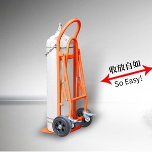 Thickened Gas Cylinder Handcart Four Wheel Foldable Steel Industrial Oxygen Acetylene <b>Transport</b> Cart Lake Blue Powder Coated - Product Image 3