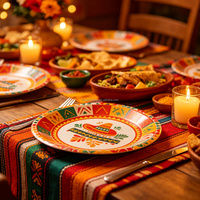 Assiettes en papier Fiesta, vaisselle jetable colorée pour les fêtes de tacos et les célébrations