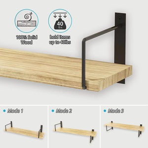 Étagère murale flottante en bois, décoration, étagère à livres en bois massif - Product Image 6
