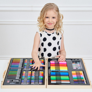 XinyiArt Professional Art Supplies 180-teiliges Mal-Briefpapier-Set Ungiftiges Kinderkunstmalerei-Zeichnungskunst-Holzkoffer-Set - Product Image 6