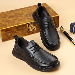 Genuine Leather Men's Casual <b>Shoes</b> Round Toe Lace-up Soft Sole Retro Walking <b>Style</b> <b>Shoes</b> - Product Image 2