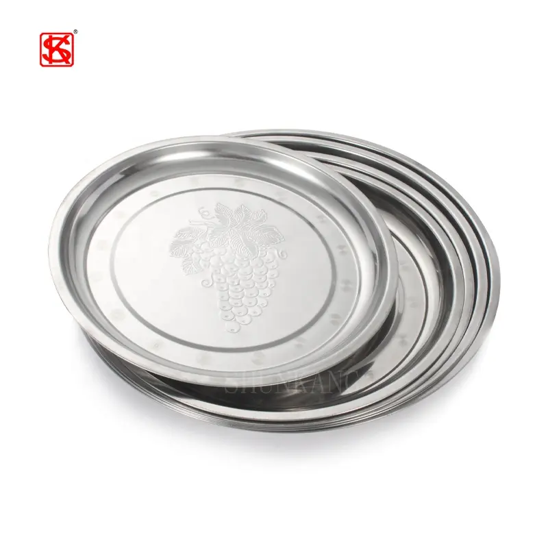 2019 Wholesale African / Indian grape tray stainless steel serving tray / steel plate