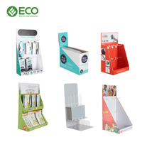 Présentoir de comptoir de supermarché pour table d'exposition PDQ avec lumière LED et écran publicitaire LCD en carton ondulé