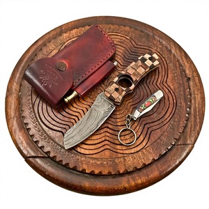 Cuchillo de acero de Damasco con hoja recta de 0.6mm de grosor y mango de madera, cuchillo de camping, cuchillos de bolsillo en venta. - Product Image 1