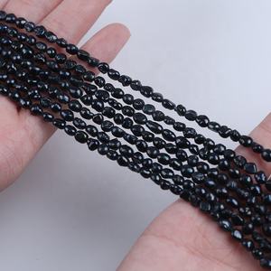 4-5 мм Окрашенный черный цвет барокко россыпью оптом пресноводный жемчуг в нитке ювелирные изделия - Product Image 5