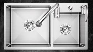 Évier de cuisine double à encastrer en acier inoxydable 304 épaissi pour usage domestique - Product Image 2