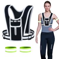 Gilet de course réfléchissant pour le sport en plein air avec porte-téléphone et poche pour bouteille d'eau