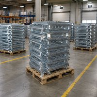 Cage à palettes en acier pliable robuste avec une capacité de 800 kg pour le stockage en entrepôt industriel