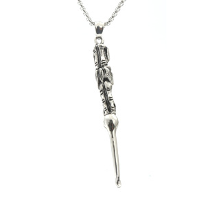 yunnique <b>Ear</b> <b>Pick</b> Pendant Necklace Stainless Steel Unisex Fashionable Silver White Gift Jewelry - Product Image 1
