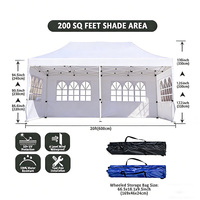 Carpa Plegable de Doble Capa 10x20 con Marco de Aleación de Aluminio y PVC Impermeable, Toldo Exterior con Paneles Laterales Resistentes al Viento