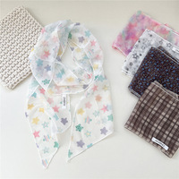 Écharpe longue légère en maille élastique à imprimé floral de style coréen pour femmes et jeunes filles, 14*130CM, petit foulard d'extérieur, sangle de sac