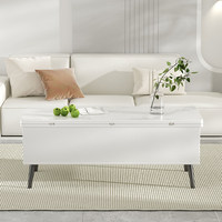 Table basse multifonctionnelle moderne extensible et pliable avec plateau en verre trempé et bois massif pour petit appartement et salon