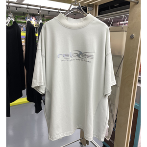 <span class=keywords><strong>Camiseta</strong></span> de Manga Corta para Hombre, 100% Algodón, Peso Pesado, Estilo Urbano, Informal, Diseño con Letras Tejidas, Tela de 240 Gramos, Serigrafía, Teñido Liso - Product Image 1