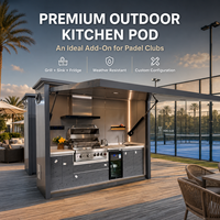 Cuisine extérieure modulaire personnalisée, barbecue, résistant à la rouille, facile à nettoyer, pour terrain de padel, club, villa, patio et complexe hôtelier