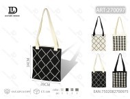 Knitted Shoulder Bag <b>Checkered</b> Pattern Single Strap Open <b>Top</b> Daily Use All Seasons - Product Image 1