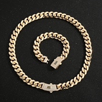 Pulseras de Cadena Cubana con Cierre Cuadrado de Latón Geométrico Chapado en Oro de 14K con Zirconia Iced Out, Estilo Hip Hop, al por Mayor para Hombres y Mujeres