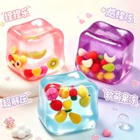 Nieuw doorschijnend kristallen fruit ijsblokjes squishy speelgoed jelly blok zacht knijp speelgoed stress verlichtend fidget speelgoed voor de detailhandel