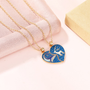 Bestfriend 2 pz Set simpatico magnete animale ciondolo cuore migliori amici collane per bambini da ragazza - Product Image 5