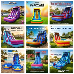 Toboggan aquatique gonflable de taille adulte énorme d'arrière-cour avec piscine pour jeu d'été en plein air pour adultes - Product Image 2