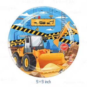 Dibujos animados ingeniería coche construcción temática niños fiesta de cumpleaños tablewaren platos desechables manteles y servilletas decoraciones - Product Image 2