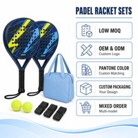 Ensemble de raquettes de padel en gros, logo personnalisé OEM, directement de l'usine, MOQ 500 pièces avec 2 balles et sac de transport