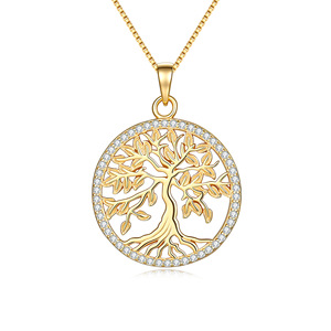 Collar de Plata de Ley 925 con Baño de Rodio y Moissanita, Diseño Árbol de Cabala, Unisex, Joyería Fina, Certificado por Terceros, de Moda - Product Image 1