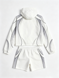 <strong>Men</strong> 2 Piece Hooded Tracksuit Custom Geometric Line Windbreaker Lightweight Breathable Minimalist Athletic Summer Vintage ODM OEM - Product Image 2